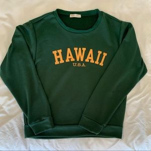 Emerald green letter graphic sweater